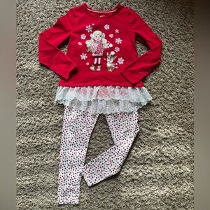 Girl’s Cynthia Rowley 2 Piece Christmas Outfit; Top and Leggings; Size M (7/8)